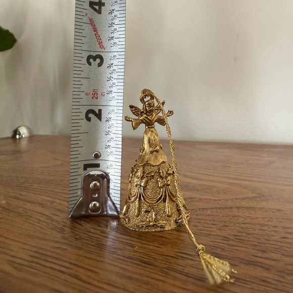 Vintage Lunt EP Pewter Gold Angel Christmas Bell Ornate Ornament Made In USA - Picture 6 of 8